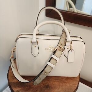 Coach Rowan Satchel Chalk w/signature crossbody strap New. Never used